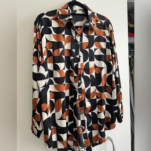Patterned button down long sleeve. silk. only worn once!